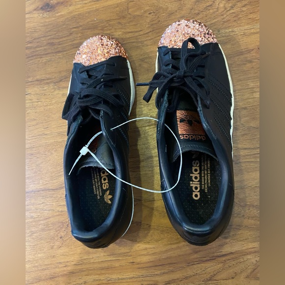 Adidas Originals Superstar 80’s 3D Metal Toe Black Rose Gold Shell Toe Size 8.5 - Picture 3 of 6